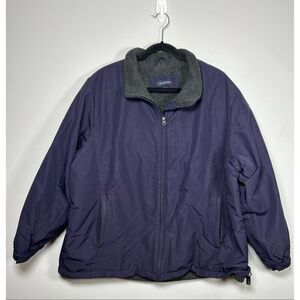 Lands End fleece-lined warm-up jacket in navy blue size 2x